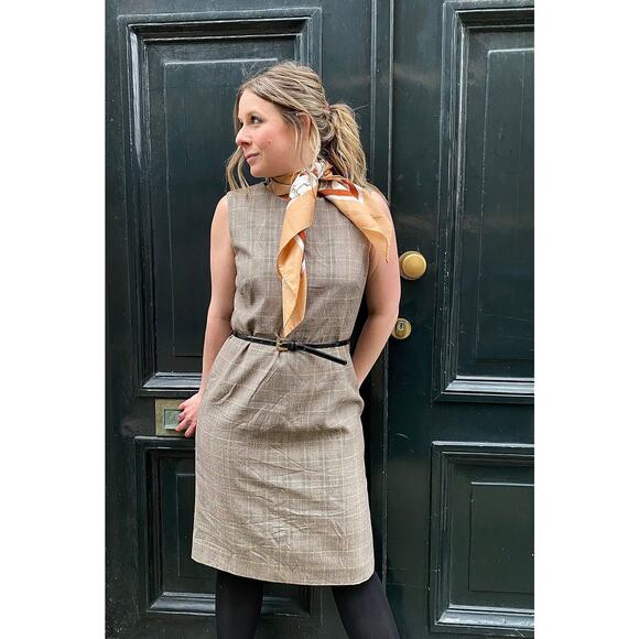Vintage Salvatore Ferragamo shift dress, sleeveless with checks pattern, size 10 - Picture 1 of 5